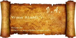 Vrana Aladár névjegykártya